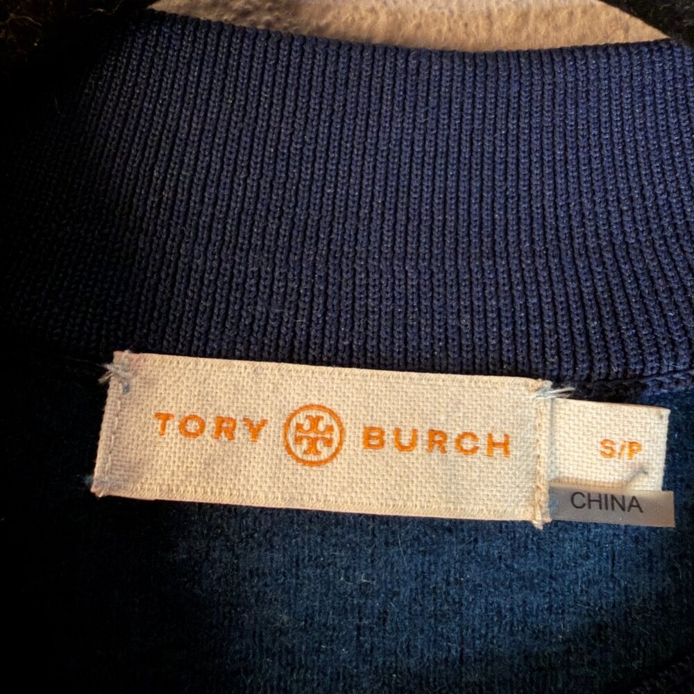 Tory Burch Cashmere Blue Colorblock Sweater Top Size S - Picture 4 of 5
